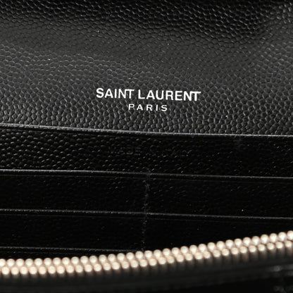 Saint Laurent Grain De Poudre Matelasse Chevron Monogram Chain Wallet Black 6 of 9
