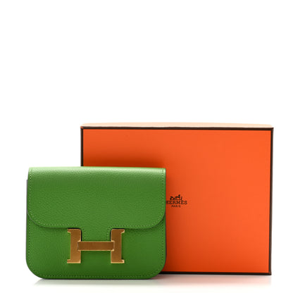 Hermes Evercolor Bi-Color Constance Slim Wallet Vert Yucca Mauve Pale 9 of 9