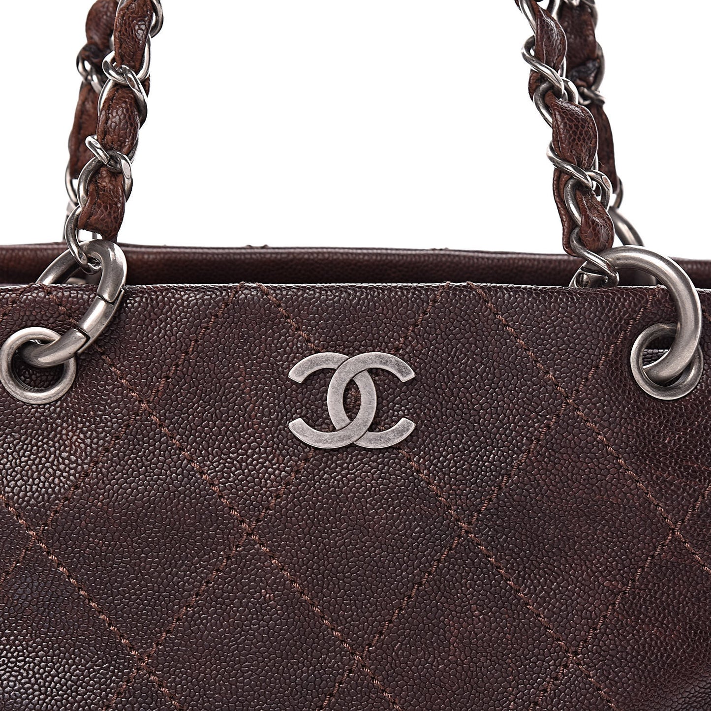 Distressed Caviar Outdoor Ligne Tote Brown