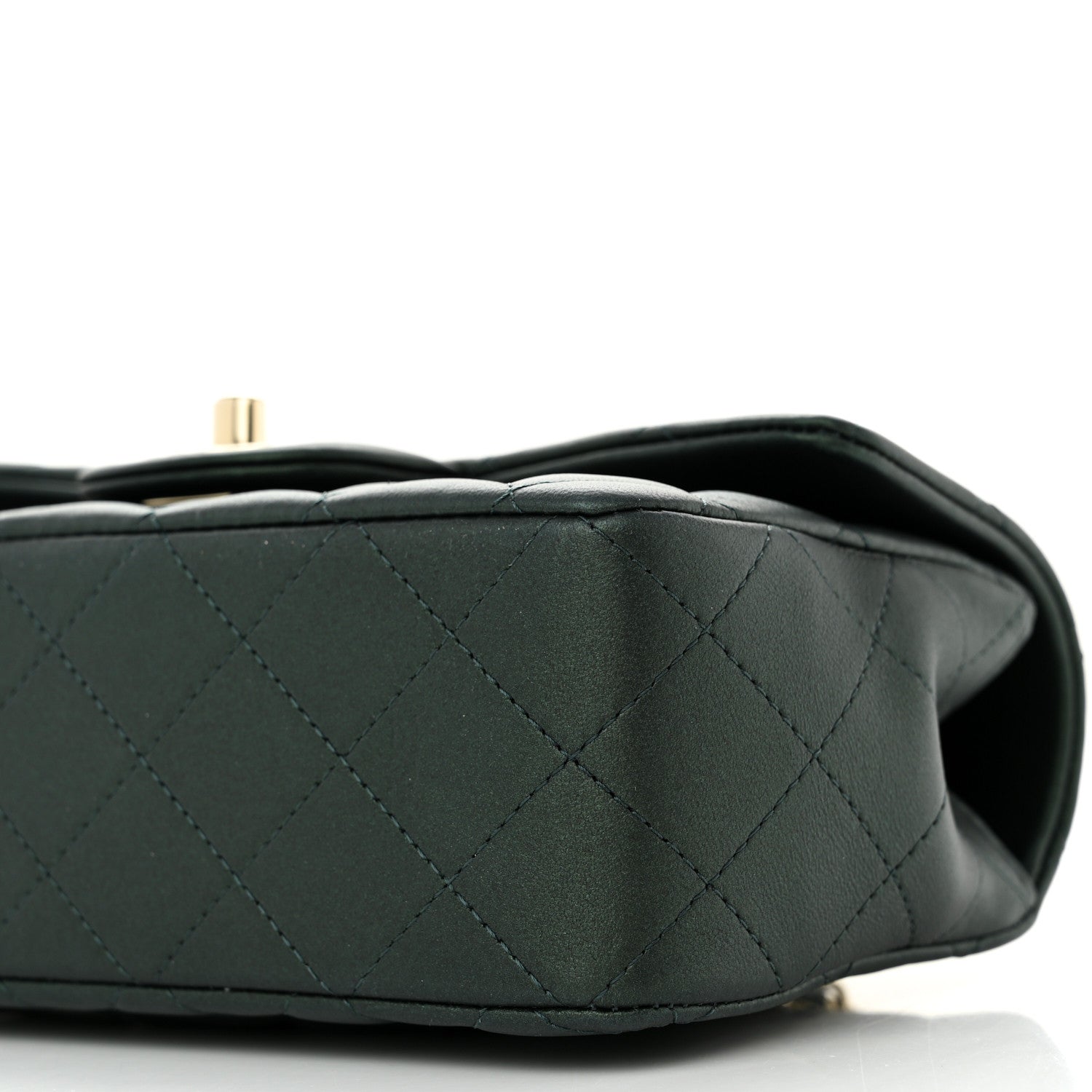 Chanel Iridescent Lambskin Quilted Mini Top Handle Rectangular Flap Dark Green 10 of 11