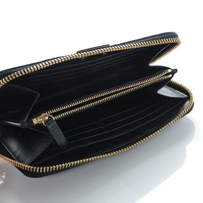 Burberry Grainy Calfskin Check Embossed Elmore Zip Around Wallet Black 5 of 7