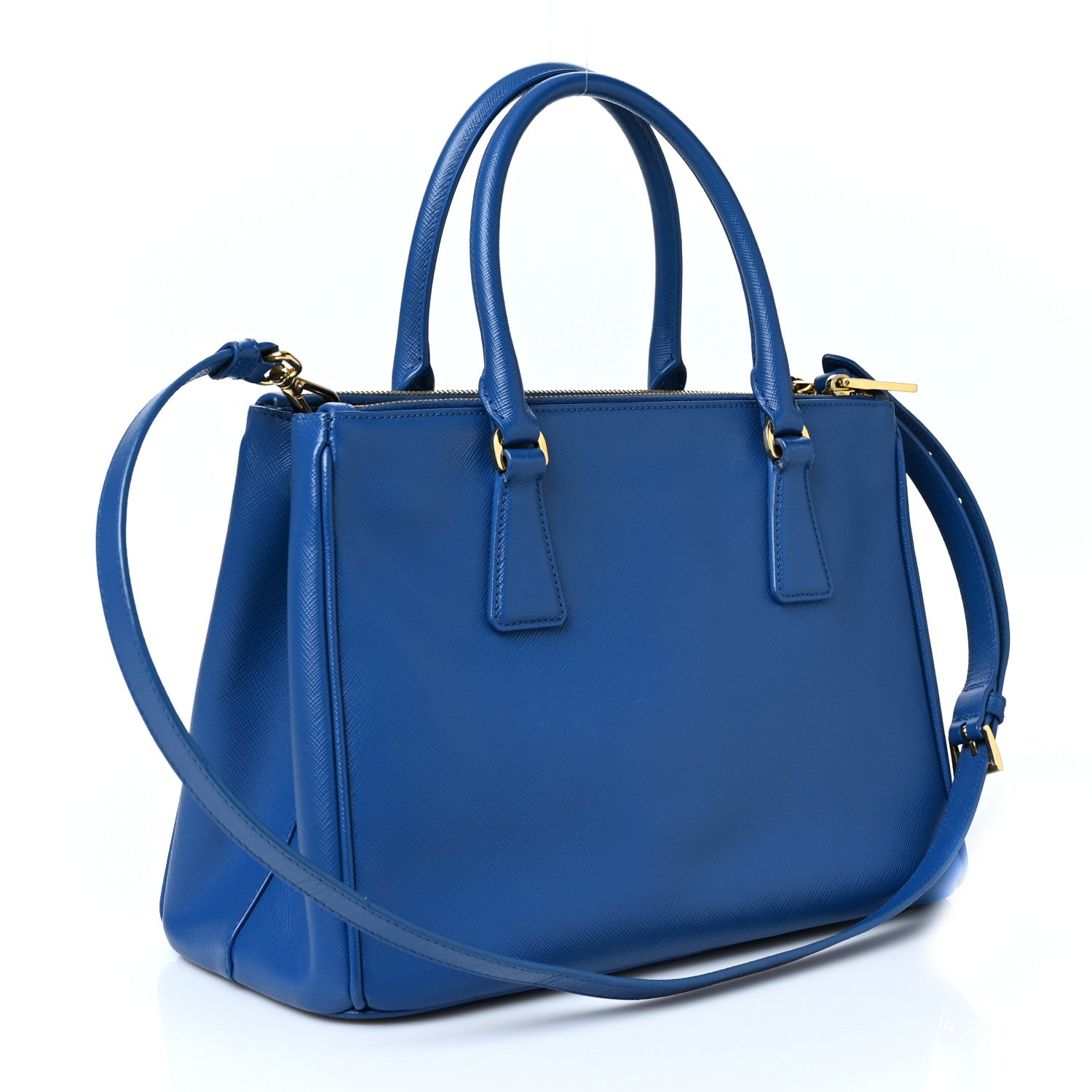 Prada Saffiano Lux Small Galleria Double Zip Tote Azzurro 1228061