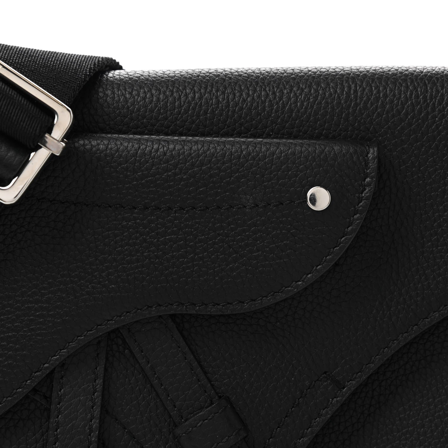 Christian Dior Grained Calfskin Saddle Messenger Bag Black 10 of 11