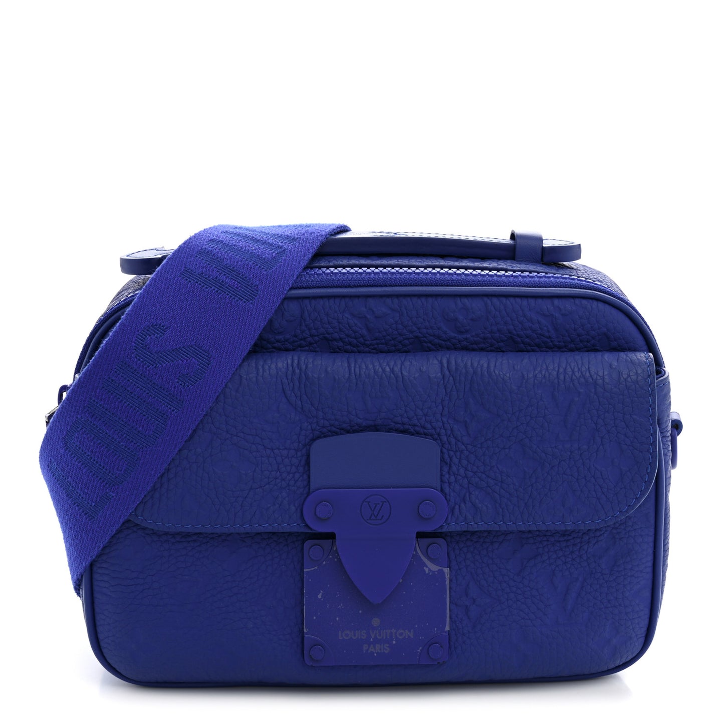 Taurillon Monogram S Lock Messenger Blue