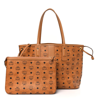 MCM Visetos Medium Liz Reversible Shopper Tote Cognac 1 of 13
