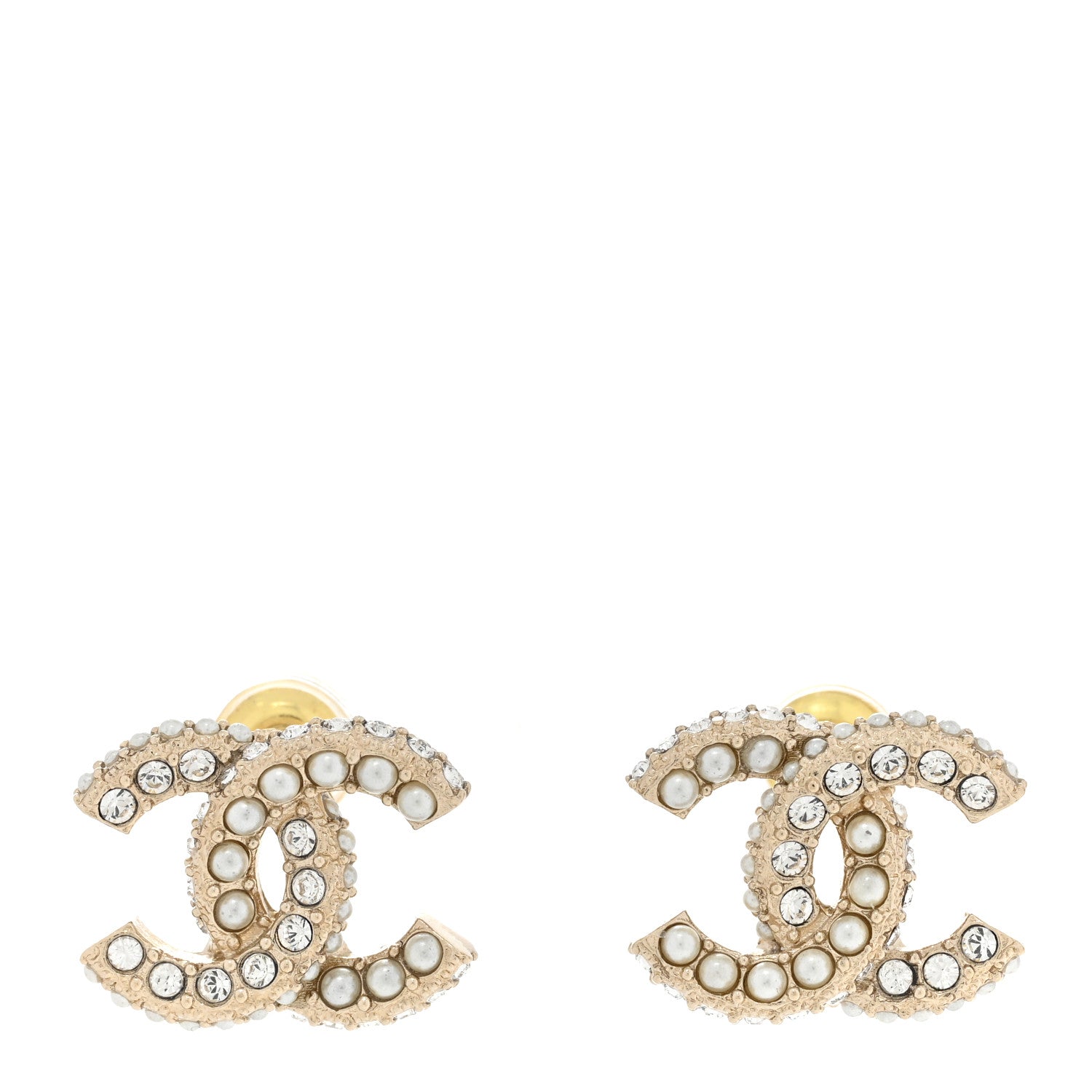 Chanel Crystal Pearl CC Earrings Gold 1408969 – FASHIONPHILE