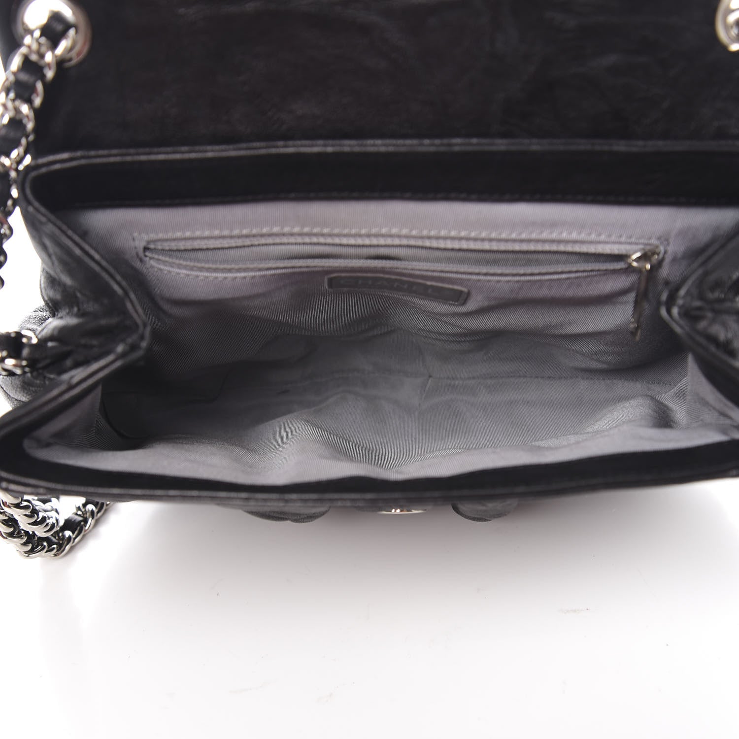 Chanel Crumpled Lambskin Quilted Medium Chain Around Messenger Black 4 of 11