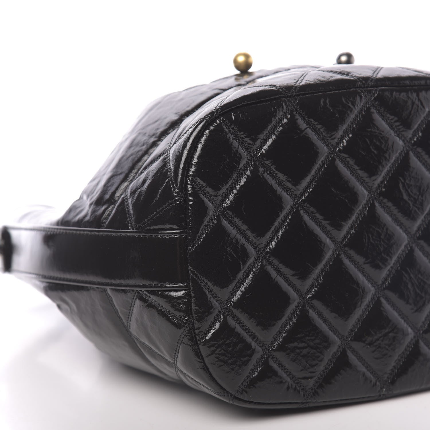 Chanel Shiny Aged Calfskin CC Chain Drawstring Bag Black 9 of 11