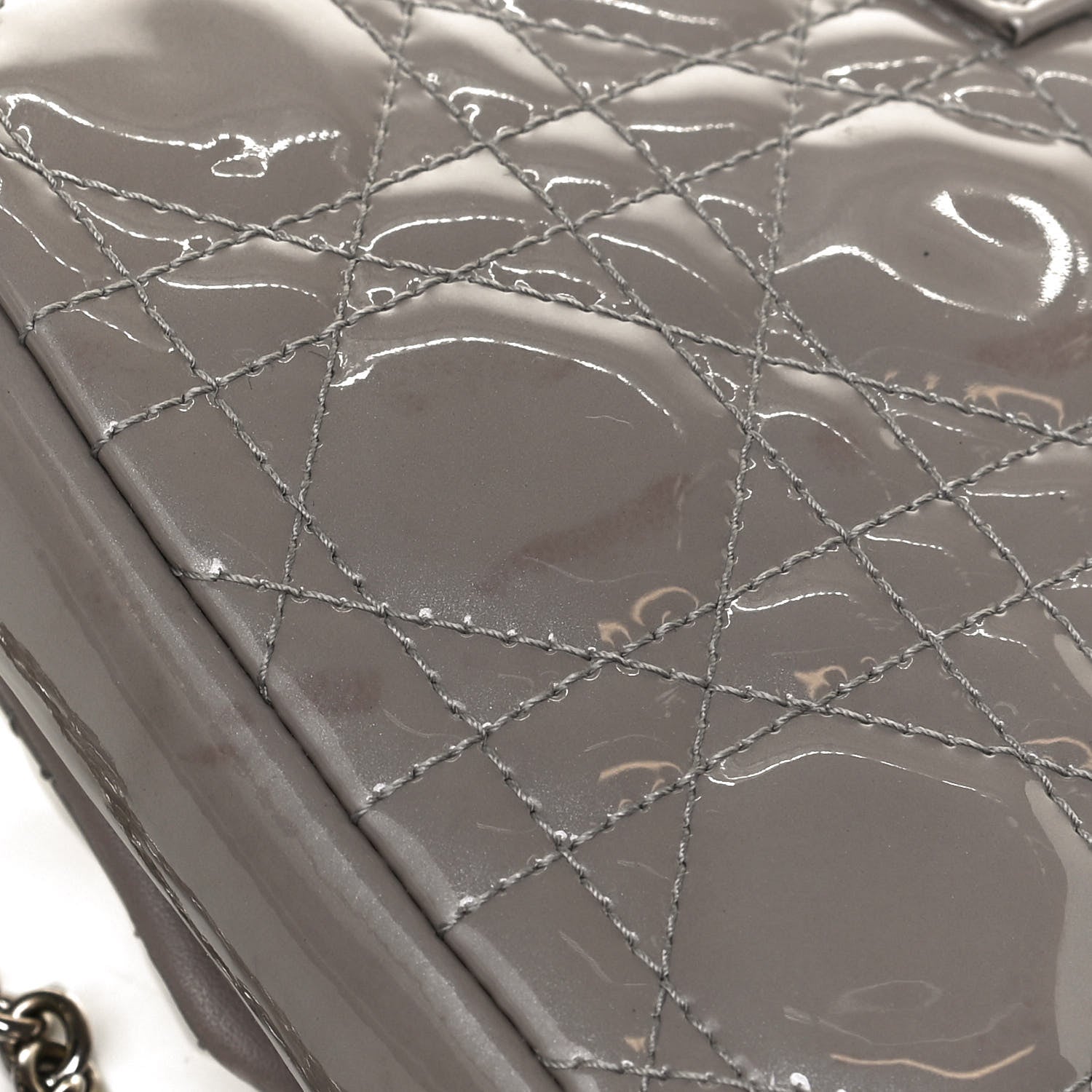 Christian Dior Patent Cannage New Lock Pouch Grey 12 of 13