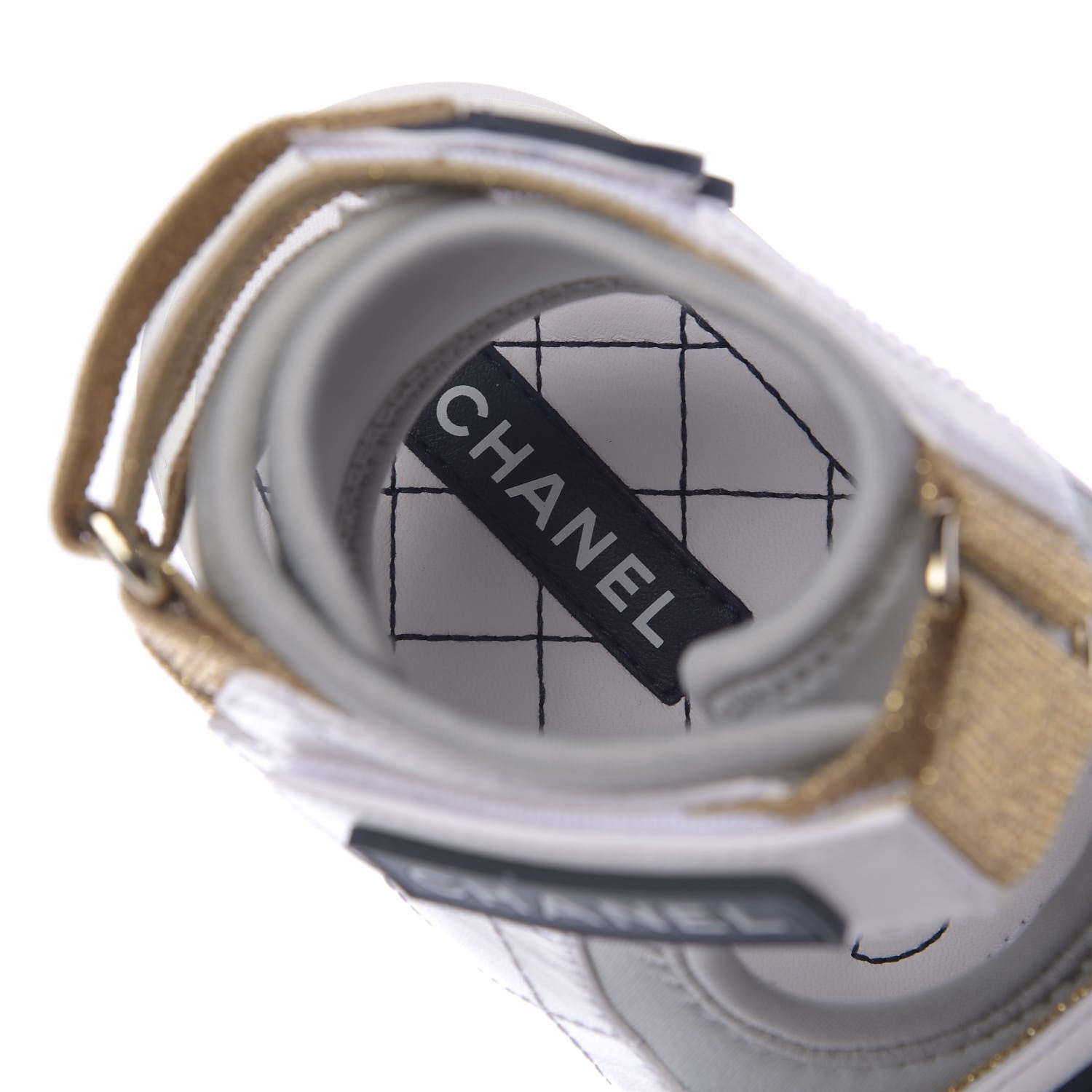 Chanel Goatskin Fabric Gladiator Sandals 37.5 White Light Grey Navy Blue 5 of 10