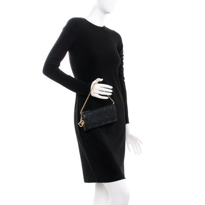 Christian Dior Lambskin Cannage Lady Dior Rendezvous Wallet On Chain Black 2 of 7