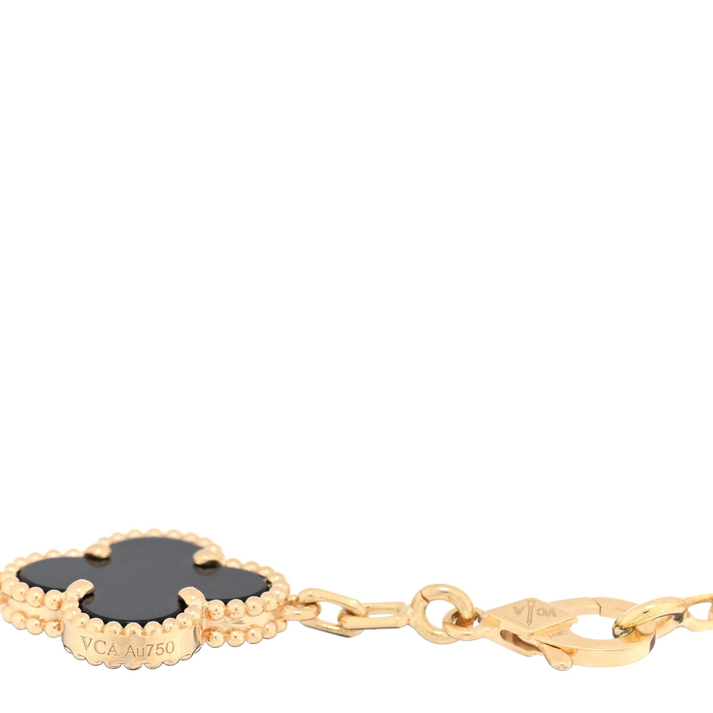 VAN CLEEF & ARPELS 18K Yellow Gold Black Onyx 5 Motifs Vintage Alhambra Bracelet