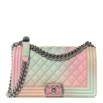 Chanel Caviar Quilted Medium Cuba Rainbow Boy Flap Pink Multicolor 1 of 10