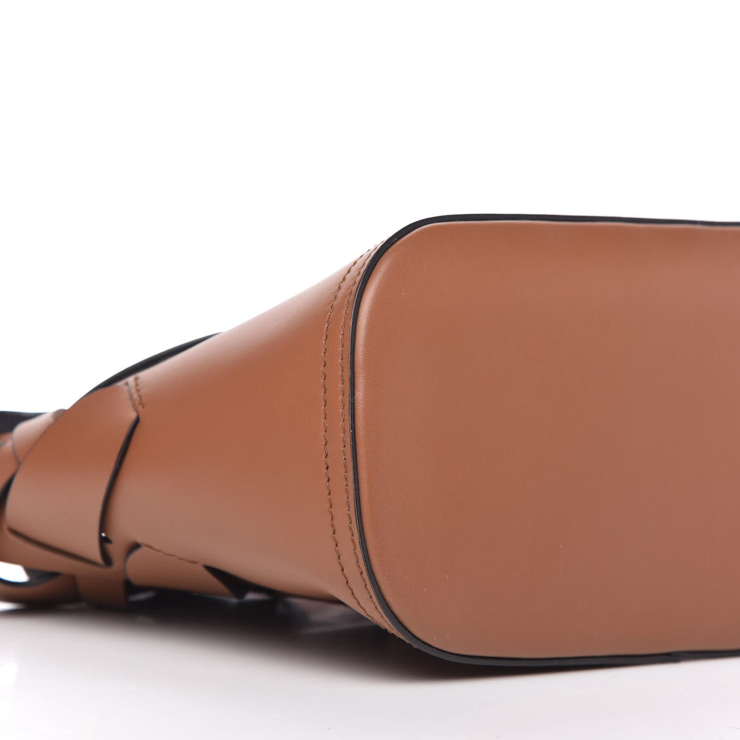 Vitello Intreccio Small Tress Tote Bag Cognac Black