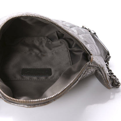 Chanel Metallic Goatskin Quilted Banane Waist Bag Fanny Pack Silver 5 of 13