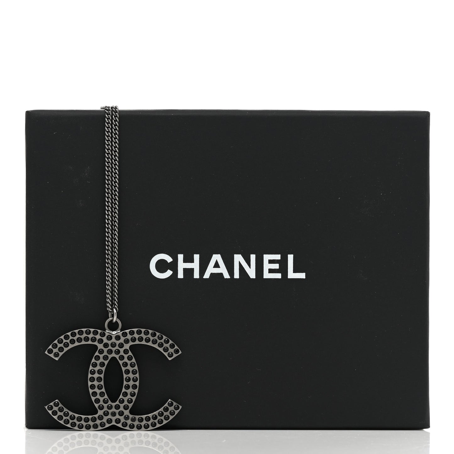 Crystal Large CC Necklace Ruthenium Black