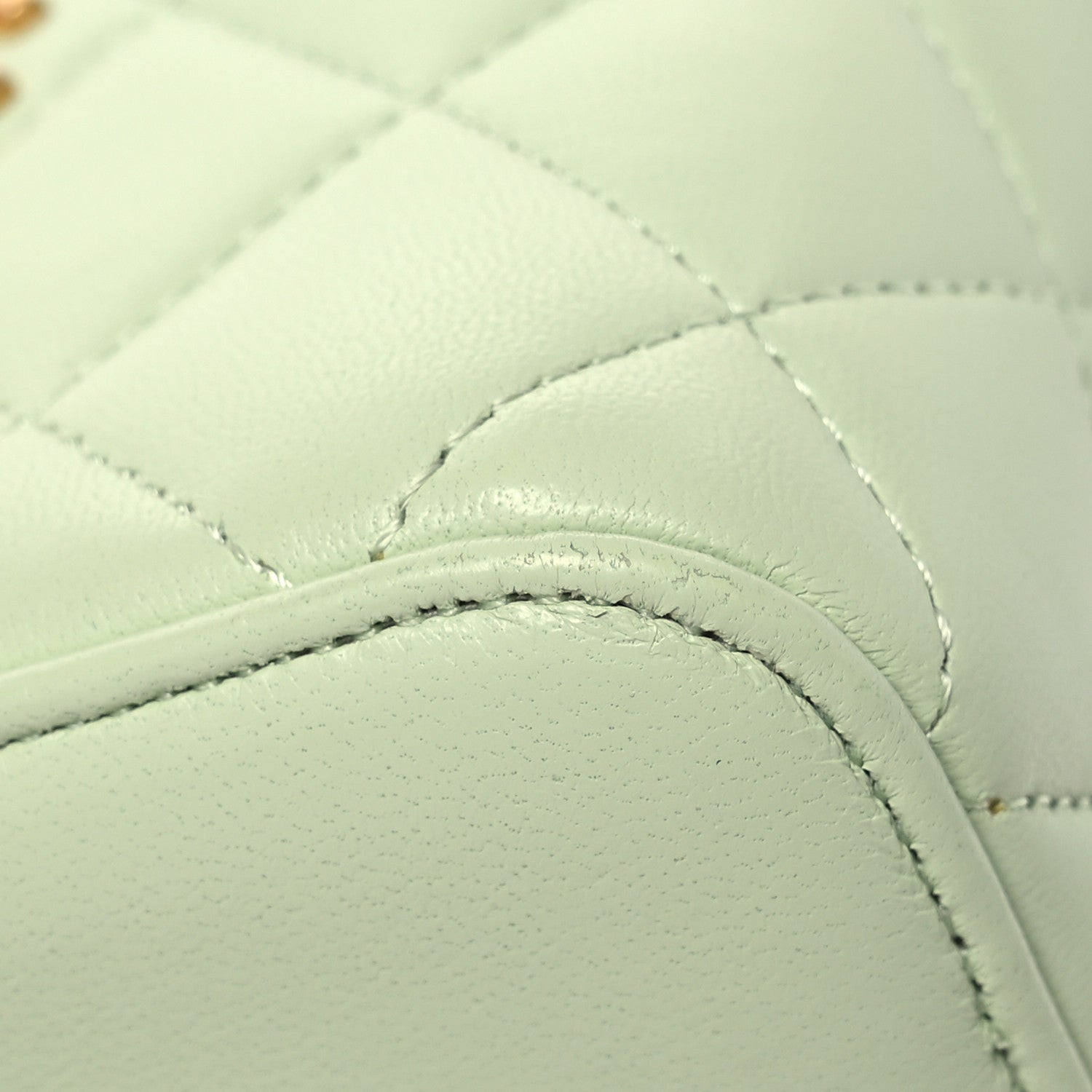 Chanel Lambskin Quilted Pearl Crush Mini Vanity Case With Chain Light Green 13 of 16