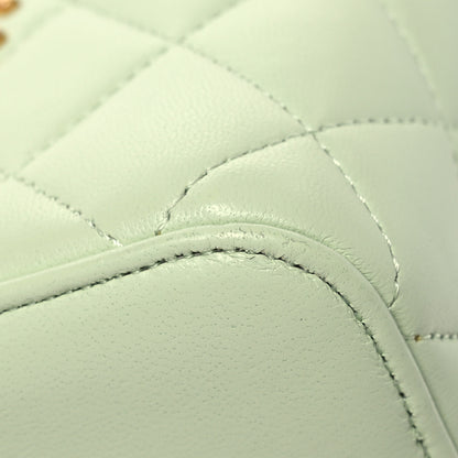 Chanel Lambskin Quilted Pearl Crush Mini Vanity Case With Chain Light Green 13 of 16