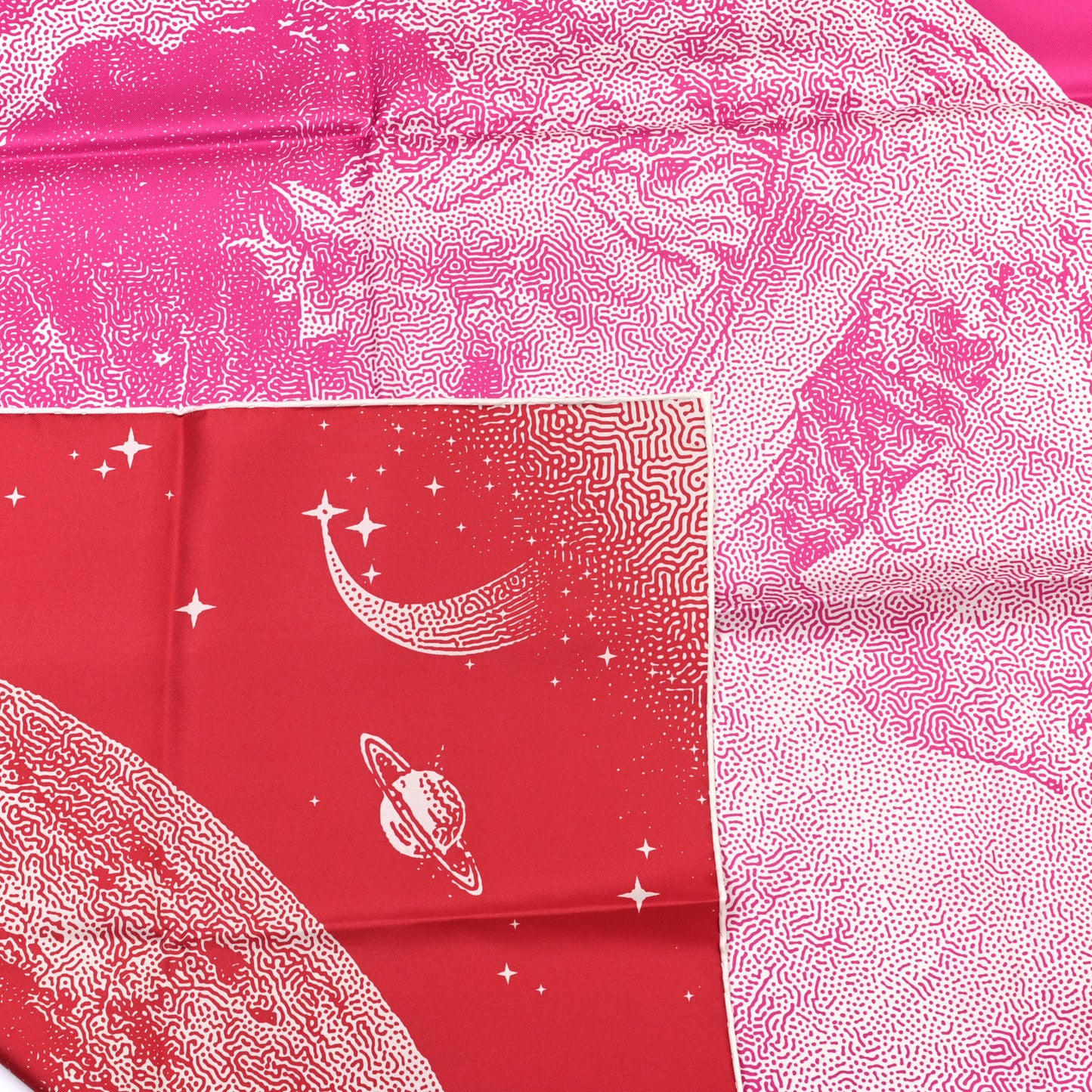 Silk Clair De Lune Double Face Scarf 90 Rose Vif White Rouge