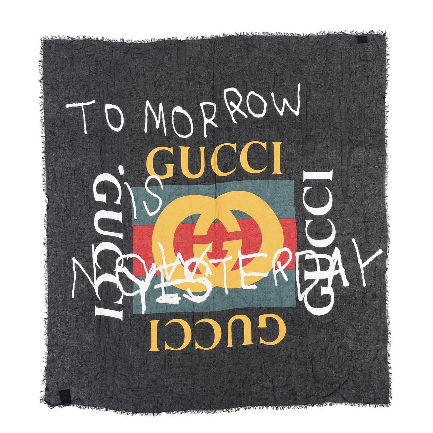 Modal Silk Coco Capitan Logo Square Scarf Black