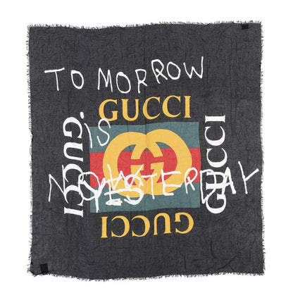 Gucci Modal Silk Coco Capitan Logo Square Scarf Black 1 of 4