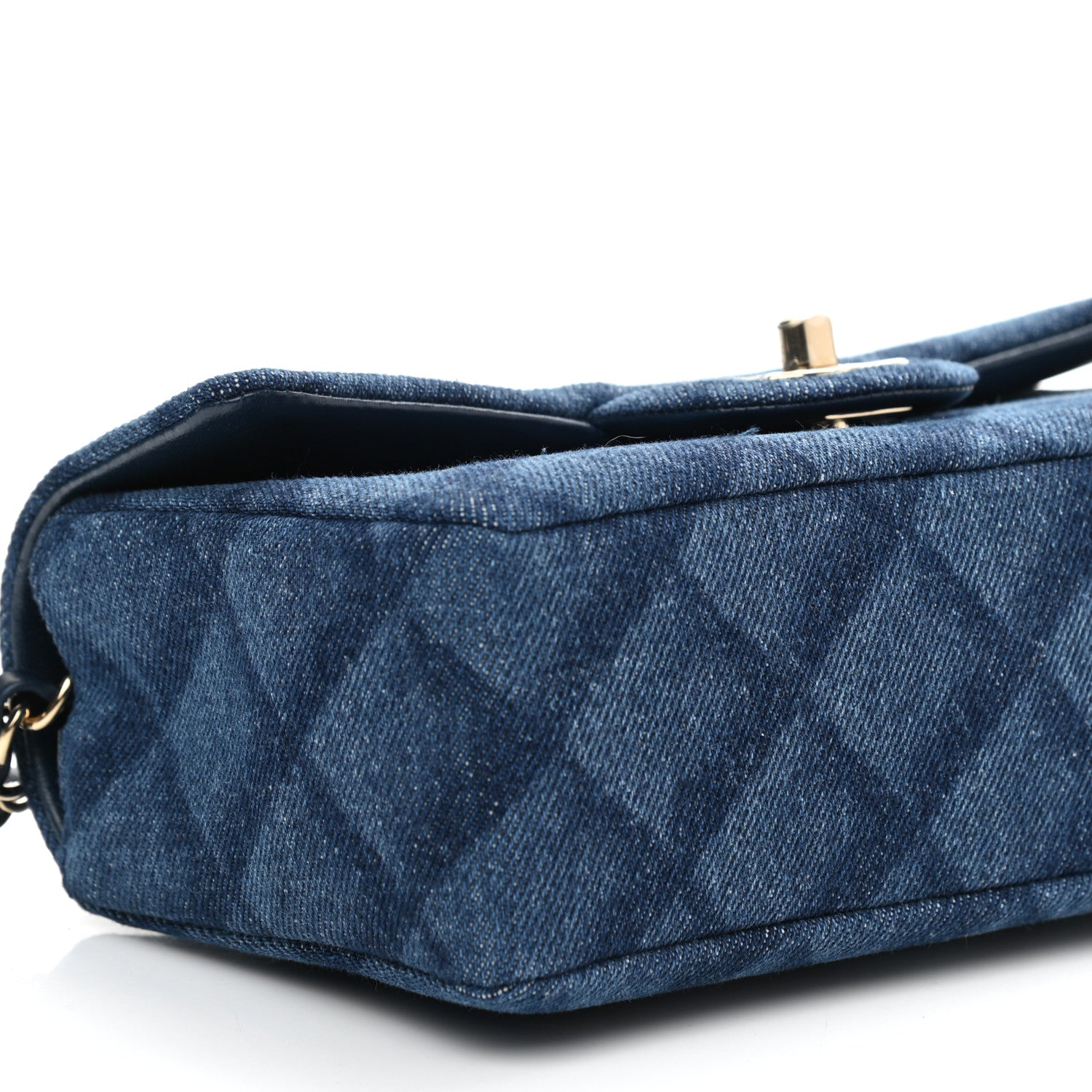 Chanel Printed Denim Quilted Mini Rectangular Flap Dark Blue 8 of 9