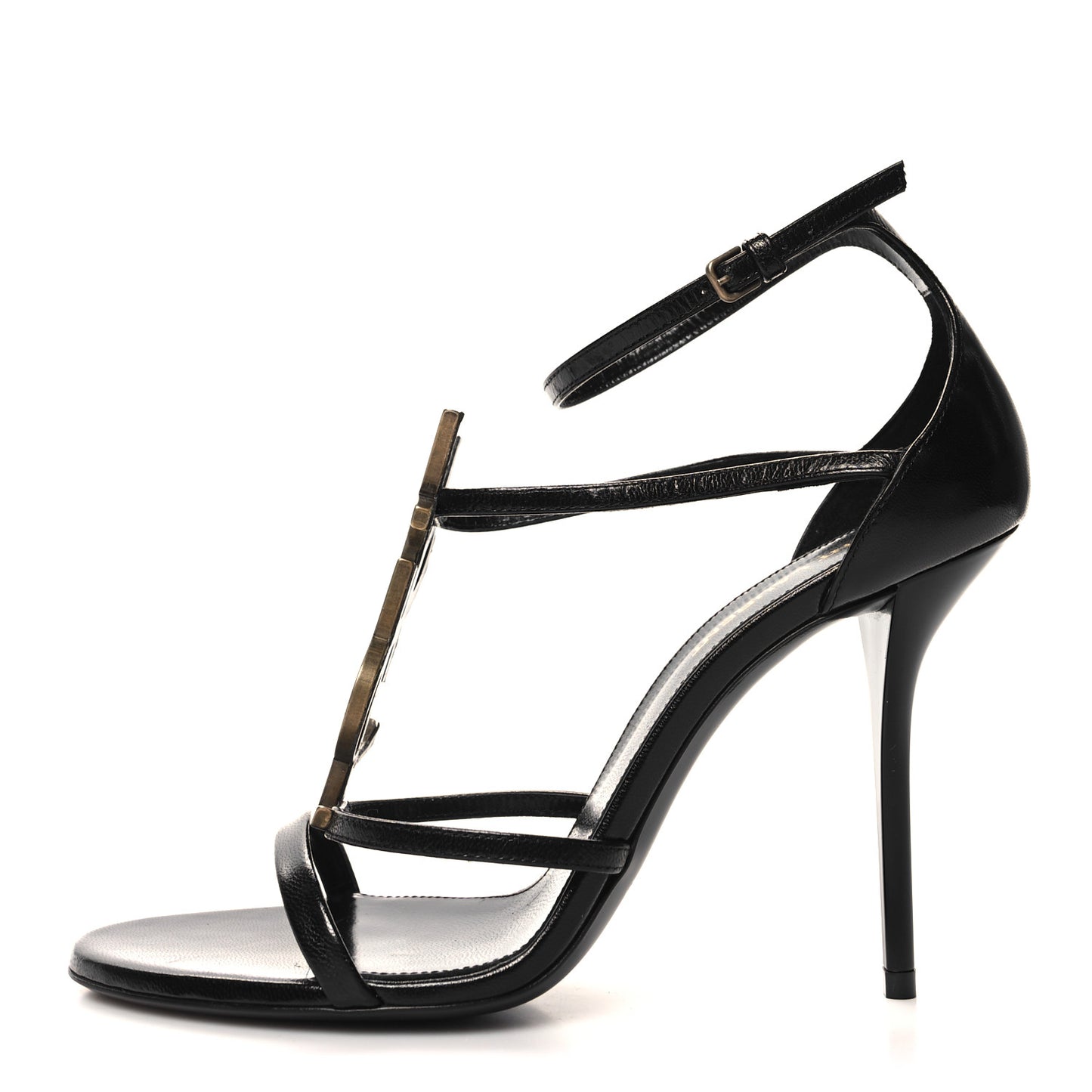 Calfskin Cassandra 100 Ankle Strap Sandals 38.5 Black