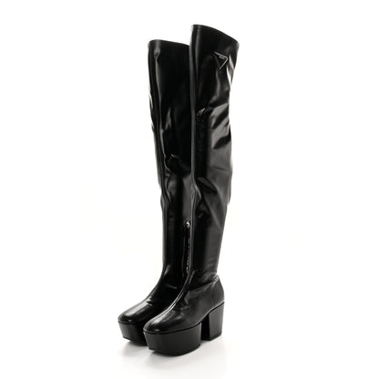 Prada Nappa Tech Logo Over the Knee 70mm Platform Boots 36 Black 3 of 11
