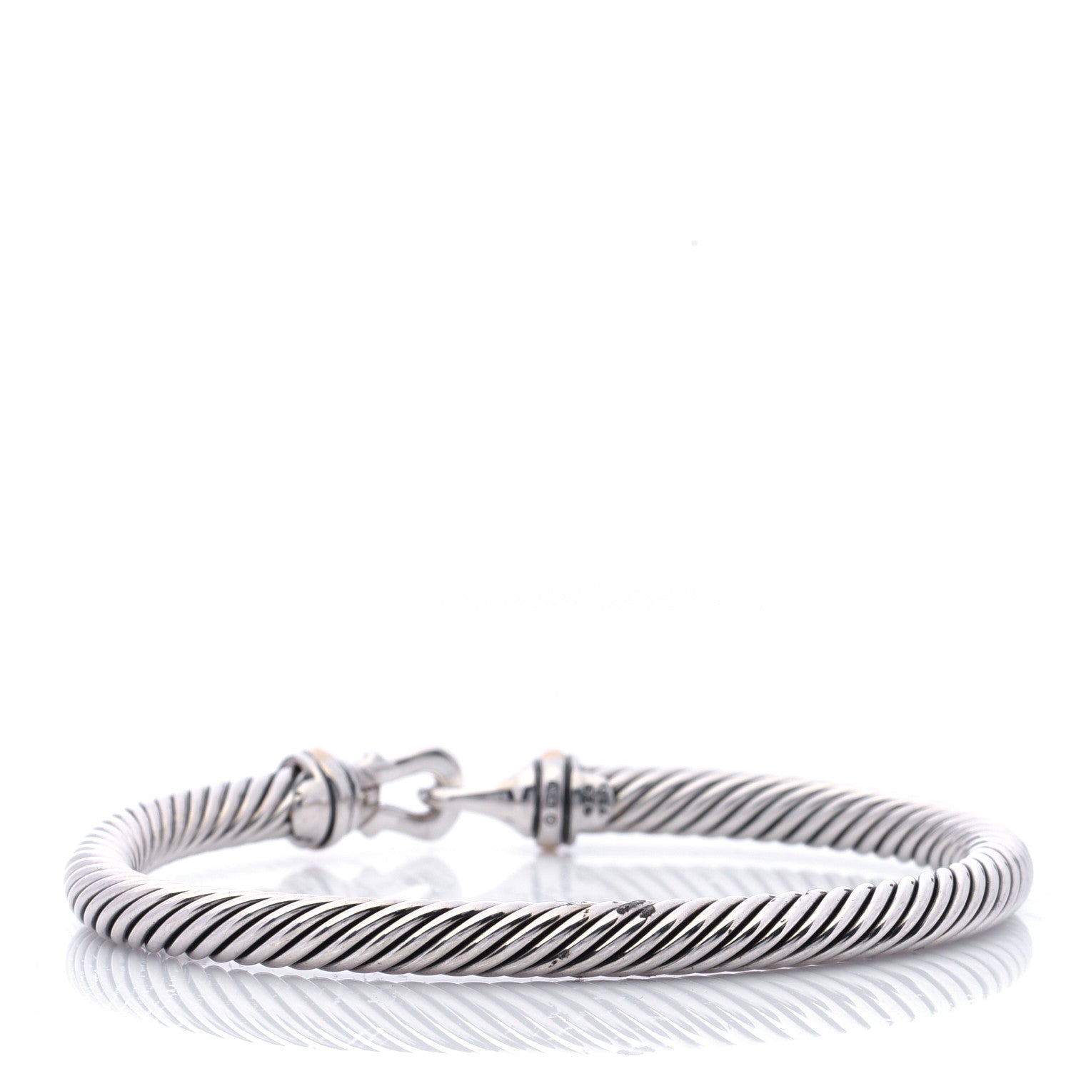 David Yurman Sterling Silver 18K Yellow Gold 5mm Cable Classic Buckle Bracelet 3 of 7