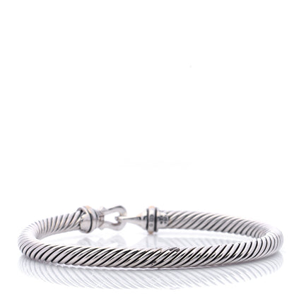 David Yurman Sterling Silver 18K Yellow Gold 5mm Cable Classic Buckle Bracelet 3 of 7