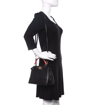 Fendi Nappa Colorblock Mini Peekaboo Iconic Satchel Black White Ecstasy 2 of 15