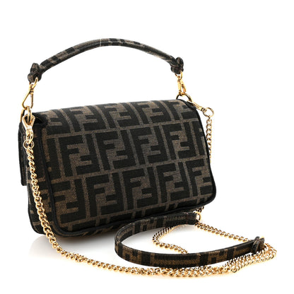 Fendi Fabric Jacquard FF 1974 Mini Baguette Tobacco Moro Black 3 of 9