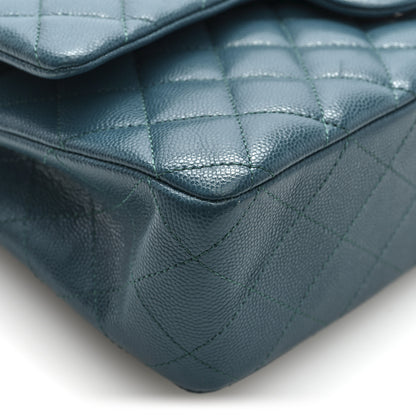 Chanel Caviar Quilted Medium Double Flap Dark Green 9 of 10