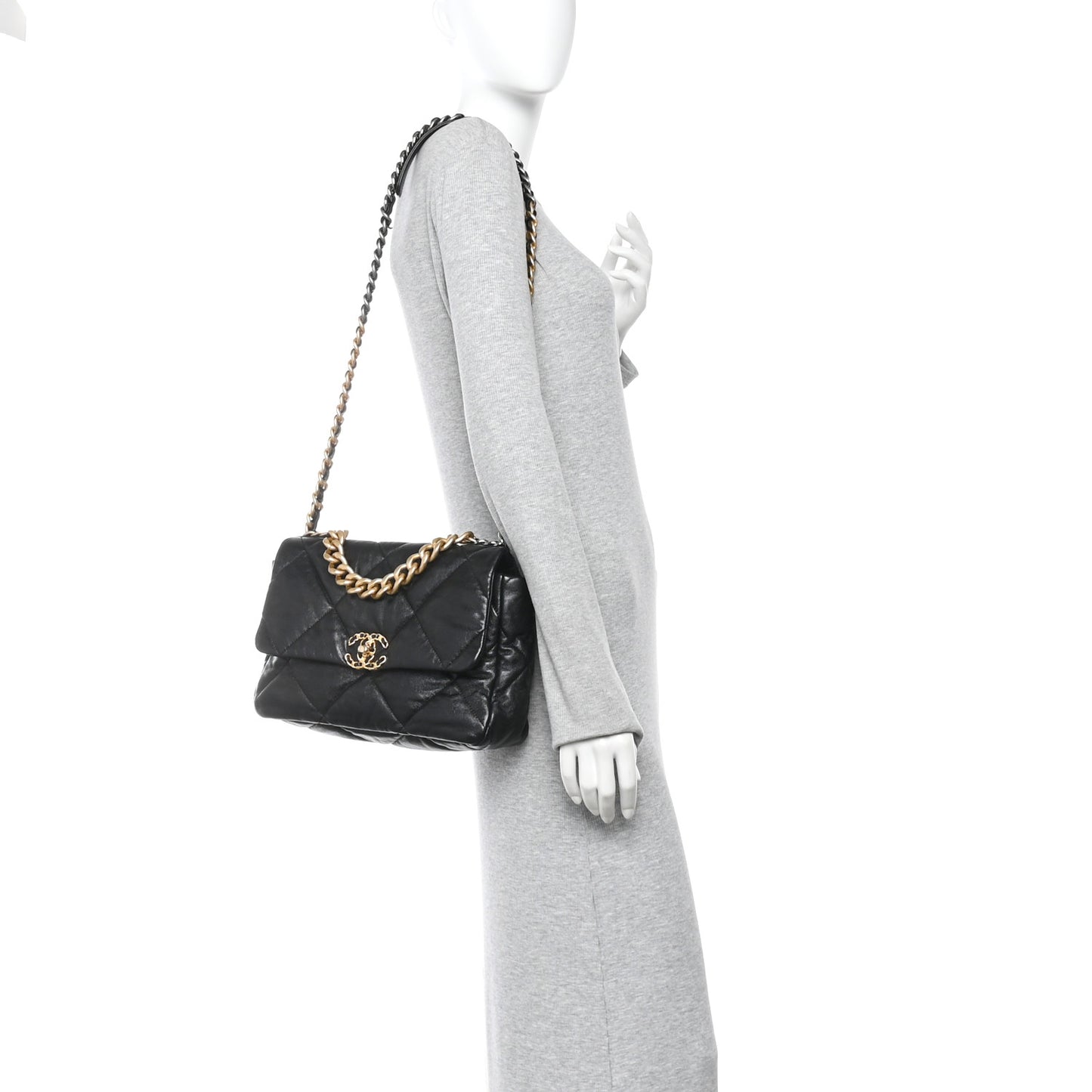 Goatskin Quilted Large Chanel 19 Flap Black