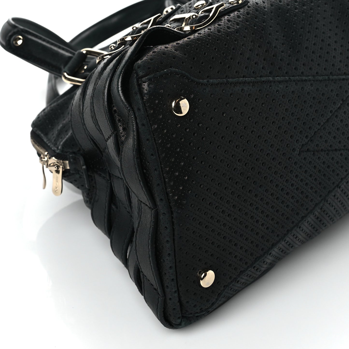 Calfskin Perforated Blythe L Tote Black