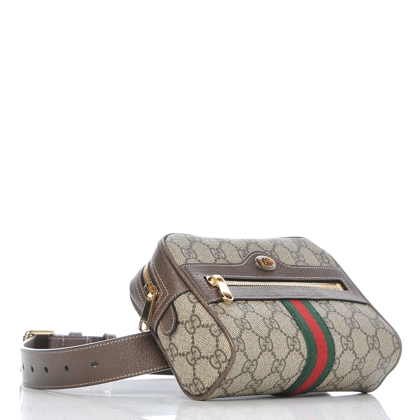 GG Supreme Monogram Web Small Ophidia Belt Bag 65 26 Dark Brown