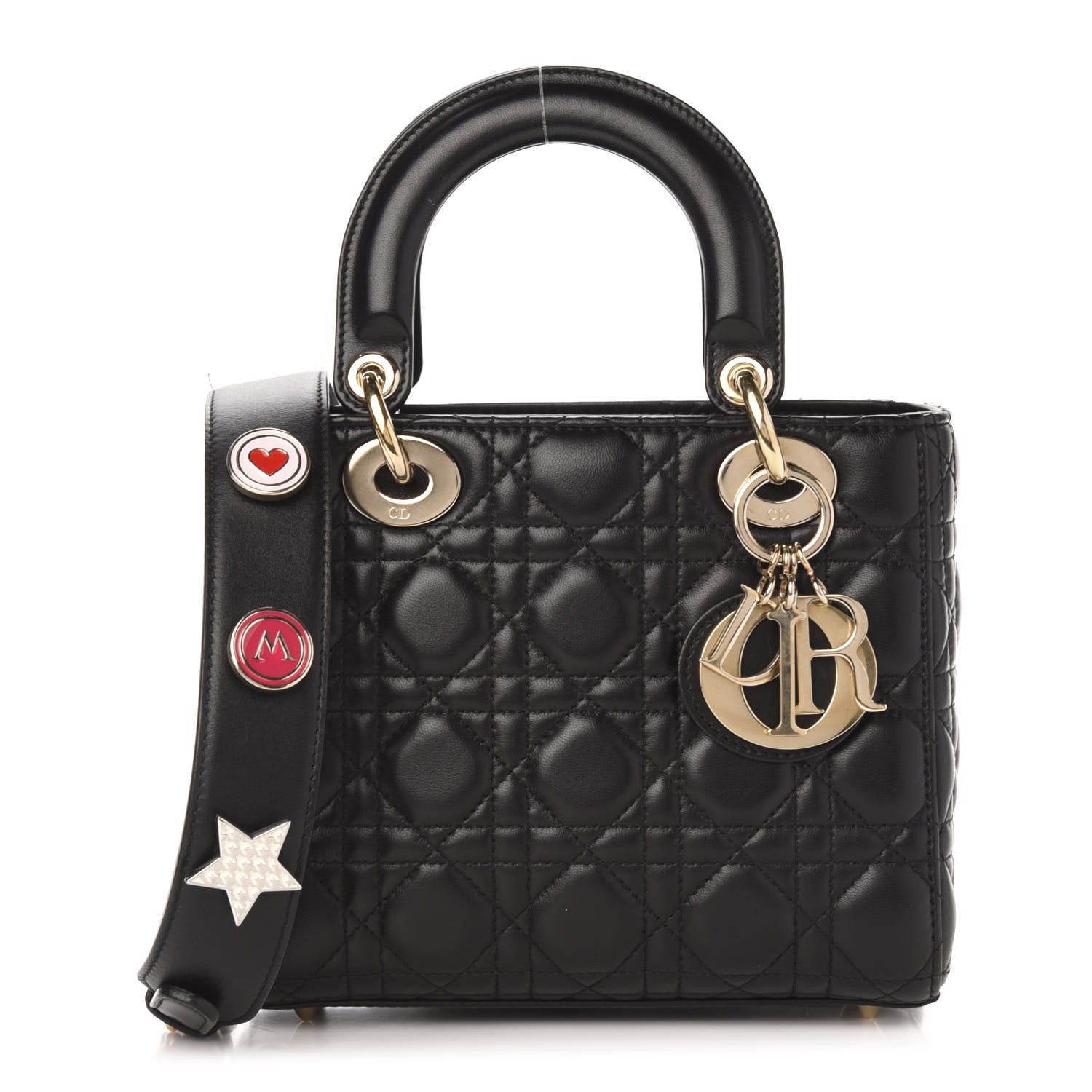 Christian Dior Lambskin Cannage Small Lucky Badges My Lady Dior Black 1 of 13