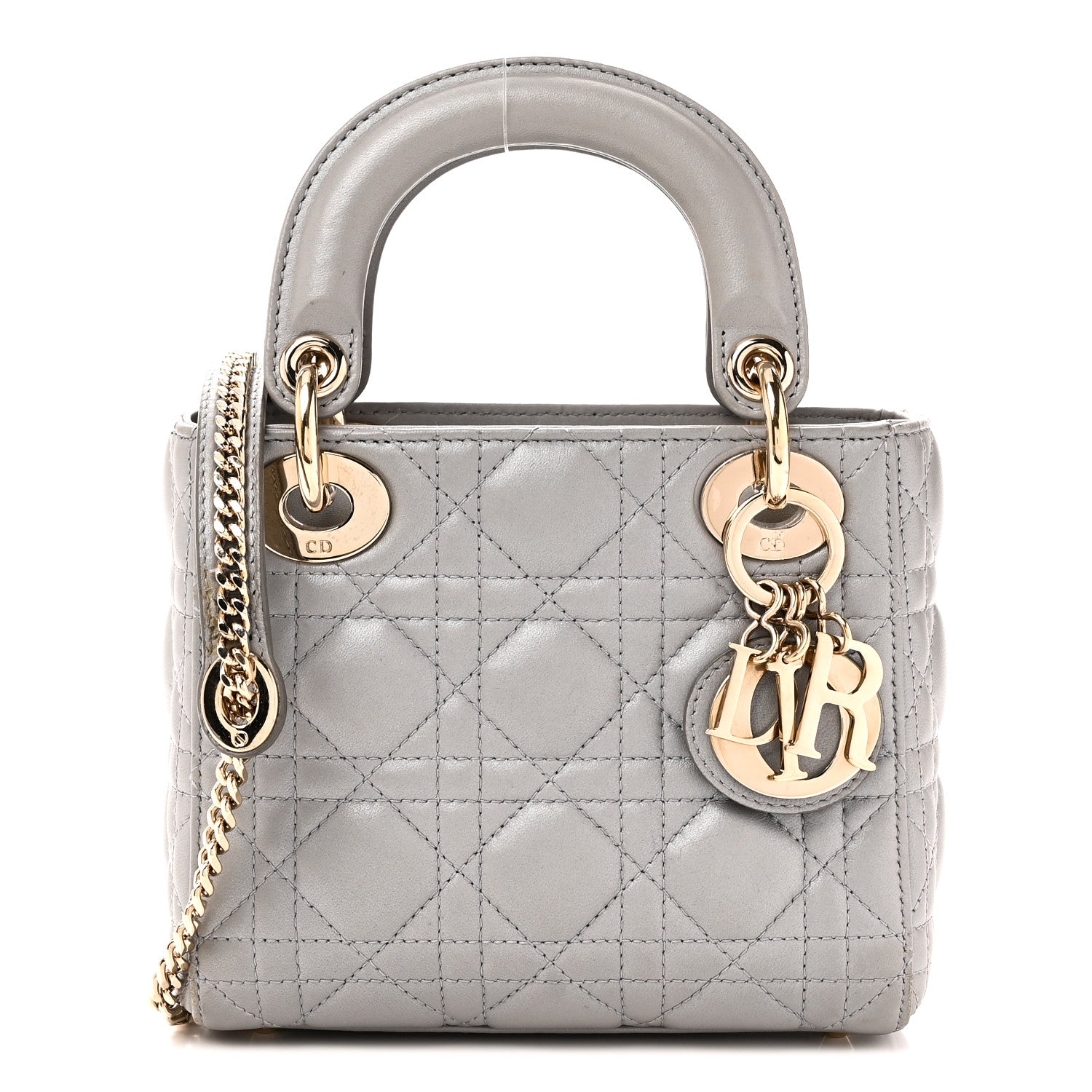 Christian Dior Metallic Lambskin Cannage Mini Lady Dior Grey 1 of 11