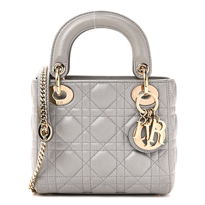 Christian Dior Metallic Lambskin Cannage Mini Lady Dior Grey 1 of 11