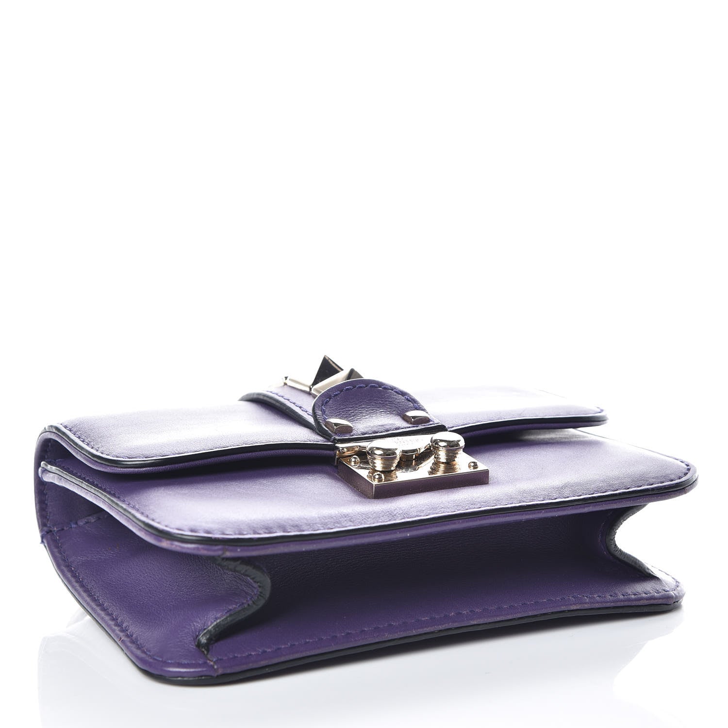 Valentino Garavani Vitello Mini Glam Lock Rockstud Flap Purple 5 of 10