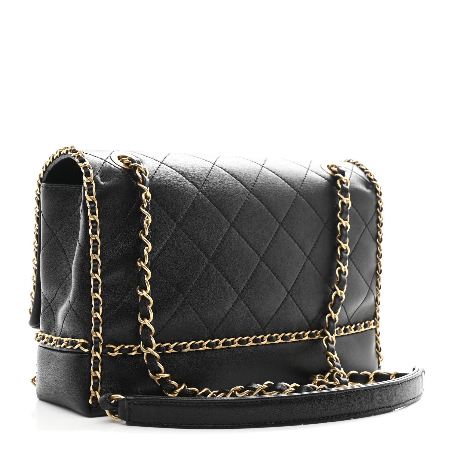 Chanel Calfskin Stitched Chain Flap Black 3 of 11