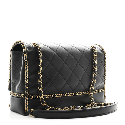 Chanel Calfskin Stitched Chain Flap Black 3 of 11
