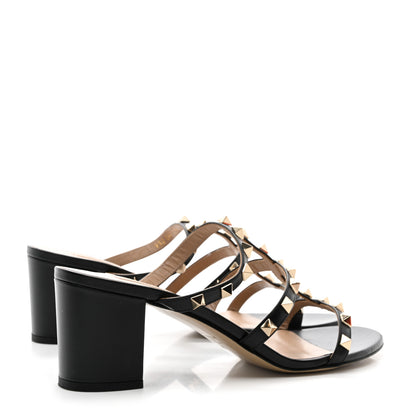 Valentino Garavani Calfskin Rockstud 60mm Caged Slide Sandals 39 Black 4 of 10