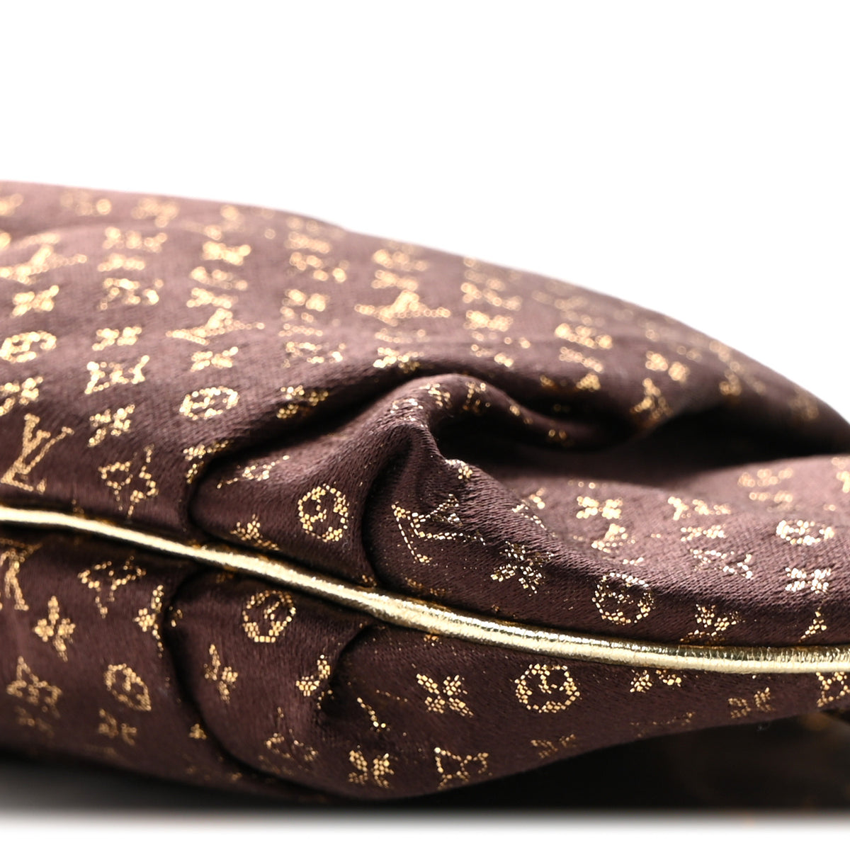 Satin Monogram Aumoniere Clutch Brown