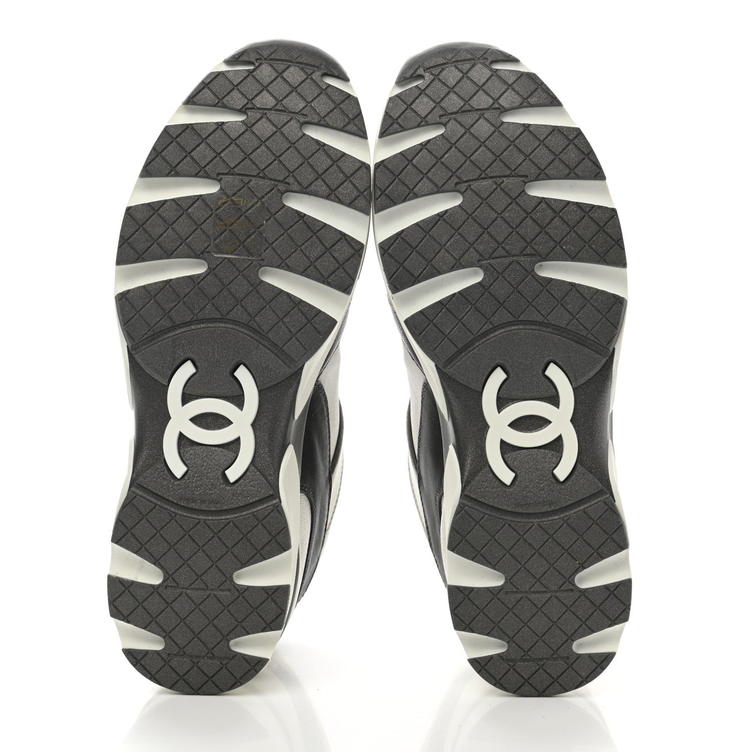 Chanel Suede Calfskin CC Sneakers 37 White Grey 5 of 11