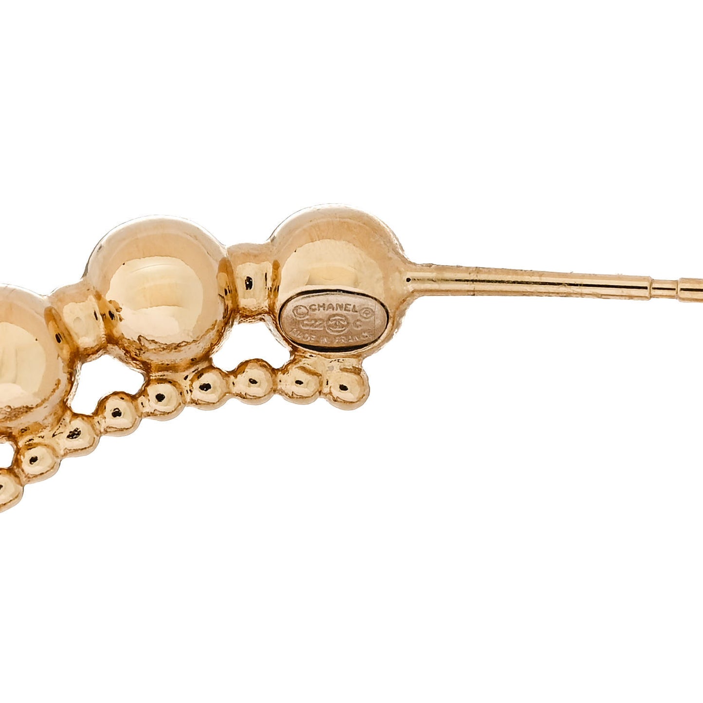 Metal Crystal Bead Chain CC Hoop Earrings Gold