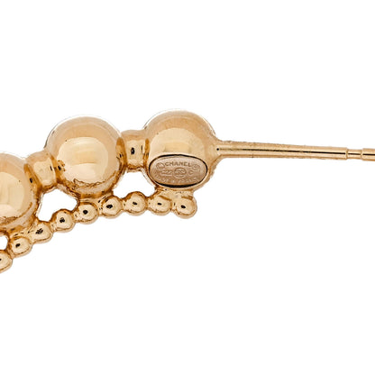 Chanel Metal Crystal Bead Chain CC Hoop Earrings Gold 4 of 4