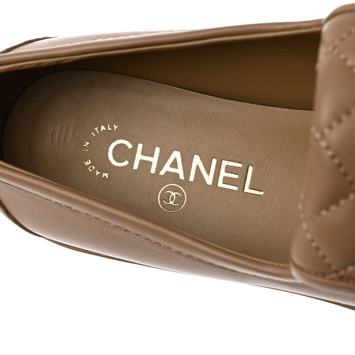 Lambskin Quilted CC Turnlock Loafers 40 Beige