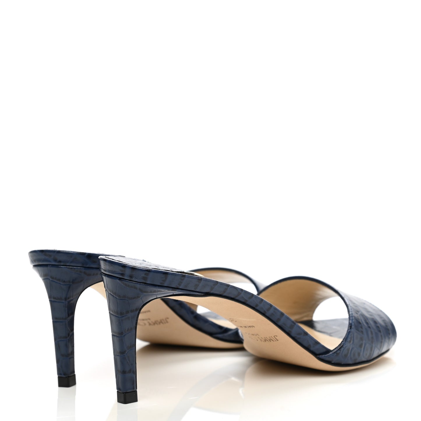Calfskin Crocodile Embossed Stacey 65 Sandal Pumps 36 Denim