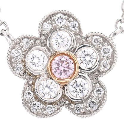 Tiffany Platinum 18K Rose Gold Pink Diamond Enchant Flower Pendant Necklace 3 of 5